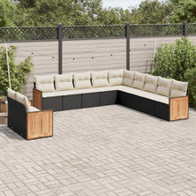 11-Delige Loungeset Met Kussens Poly Rattan Zwart