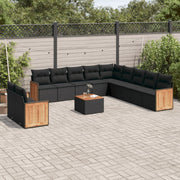 12-piece lounge set with cushions poly rattan black