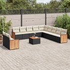 12-piece lounge set with cushions poly rattan black