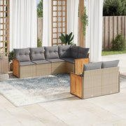 Loungeset 7-delig poly rattan beige