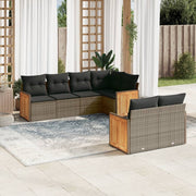 Loungeset 7-delig poly rattan grijs