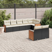 Loungeset 8-delig poly rattan zwart
