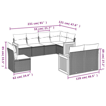 8-Delige Loungeset Met Kussens Poly Rattan Zwart