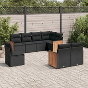Loungeset 8-delig poly rattan zwart