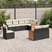 Loungeset 8-delig poly rattan zwart
