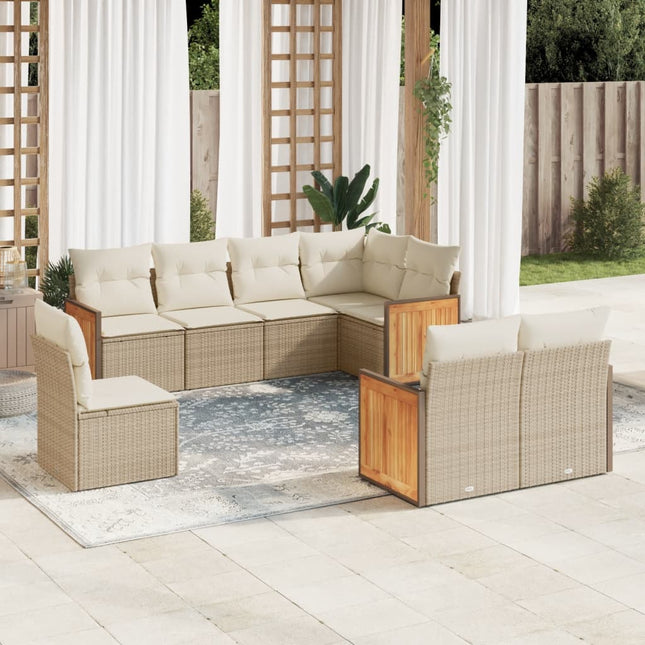 8-Delige Loungeset Met Kussens Poly Rattan Beige