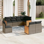 Loungeset 8-delig poly rattan grijs