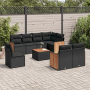 Loungeset 9-delig poly rattan zwart
