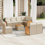 Loungeset 9-delig poly rattan beige