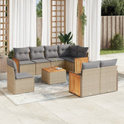 Loungeset 9-delig poly rattan beige