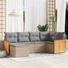 6-piece Lounge Set with cushions poly rattan beige
