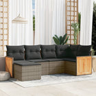 6-piece Lounge Set with Cushions Poly Rattan Grey