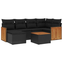 7-Delige Loungeset Met Kussens Poly Rattan Zwart