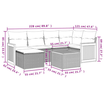 7-Delige Loungeset Met Kussens Poly Rattan Grijs