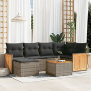 Loungeset 7-delig poly rattan grijs