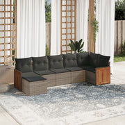 Loungeset 7-delig poly rattan grijs