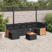 Loungeset 8-delig poly rattan zwart