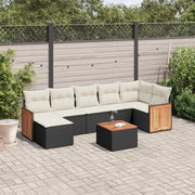 Loungeset 8-delig poly rattan zwart