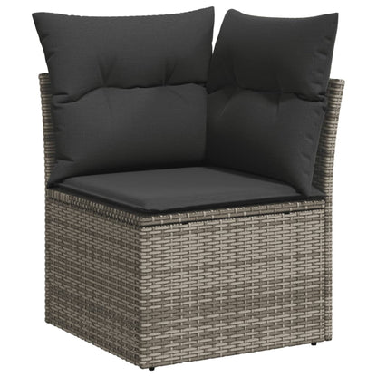 8-delige Loungeset met kussens poly rattan grijs