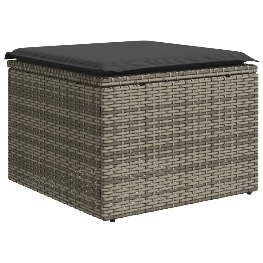 8-delige Loungeset met kussens poly rattan grijs