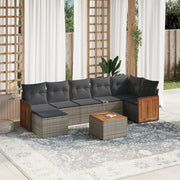 Loungeset 8-delig poly rattan grijs