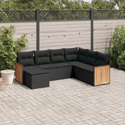 Loungeset 7-delig poly rattan zwart