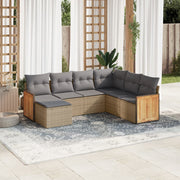 Loungeset 7-delig poly rattan beige