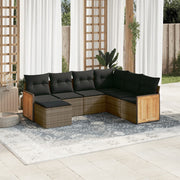 Loungeset 7-delig poly rattan grijs