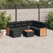 Loungeset 8-delig poly rattan zwart