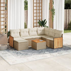 8-Delige Loungeset Met Kussens Poly Rattan Beige