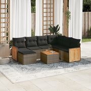 Loungeset 8-delig poly rattan grijs