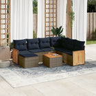 8-piece garden lounge set with cushions, grey poly rattan