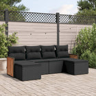 Loungeset 6-delig poly rattan zwart