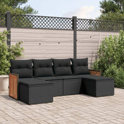 Loungeset 6-delig poly rattan zwart