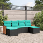 6-piece garden lounge set with cushions black poly rattan