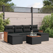 Loungeset 7-delig poly rattan zwart
