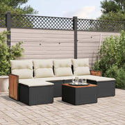 Loungeset 7-delig poly rattan zwart