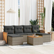 Loungeset 7-delig poly rattan grijs