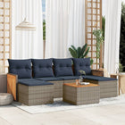 7-piece garden sofa set with cushions, grey poly rattan
