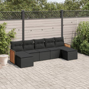 Loungeset 7-delig poly rattan zwart