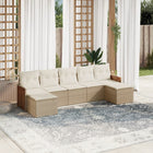 7-Delige Loungeset Met Kussens Poly Rattan Beige