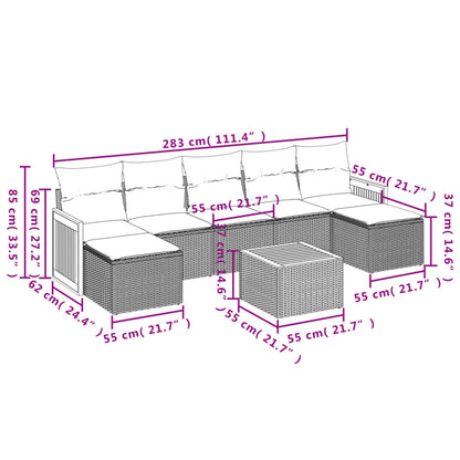 8-Delige Loungeset Met Kussens Poly Rattan Zwart