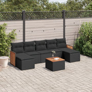 Loungeset 8-delig poly rattan zwart