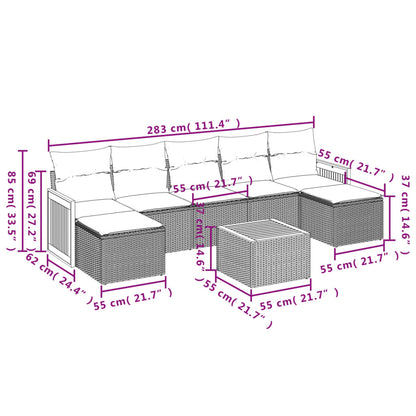 8-Delige Loungeset Met Kussens Poly Rattan Zwart