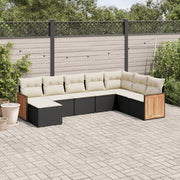 8-piece Lounge Set with Cushions Polyrattan Black