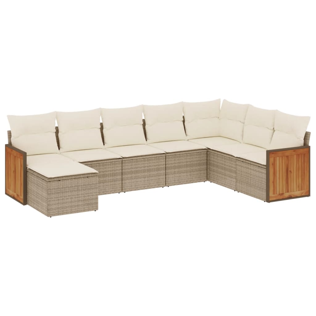 8-Delige Loungeset Met Kussens Poly Rattan Beige
