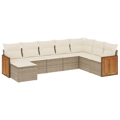 8-Delige Loungeset Met Kussens Poly Rattan Beige