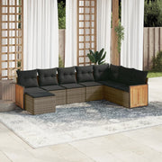 Loungeset poly rattan grijs 8-delig