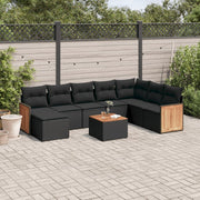 Loungeset 9-delig poly rattan zwart