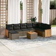 Loungeset 9-delig poly rattan grijs